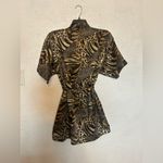 Women’s Animal Print Satin Robe Silk Belted Bathrobe Size Small Short Sleeve Multiple Photo 1