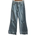 Alice + Olivia  Jeans Amazing High Rise BF Raw Hem Cuff Jean Rockstar Blue Wash Photo 1