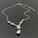 Givenchy Signed Silver-tone Clear Rhinestones Crystal Y-Necklace 16g Photo 6