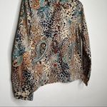 Vintage Life Style Paisley Animal Print Beaded Women's Jacket Large L Tan Photo 4