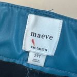 Maeve  Anthro Womens Colette Pants 29 TALL Faux Leather Wide Leg Blue Chic Photo 1