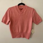 STAUD NWT  Damask Pink Sullivan Top Sweater V-neck Preppy Wool Women size Medium Photo 0