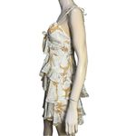 Aladore Womens Size M Tan Beige Floral Print Ruffle Cami Shoulder Tie Mini Dress Size M Photo 5