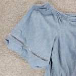 Ralph Lauren Lauren Chambray Off Shoulder Top Womens XL Blue Denim Bell Sleeve Photo 4