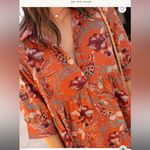 Natural Life  Rebecca midi tiered dress orange tropical floral bouquet large FLAW Photo 2