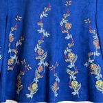 ZARA  Blue‎ Embroidered Faux Suede Top XS Photo 4