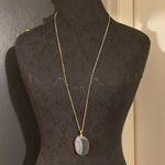 💜 Francesca’s Agate Stone Necklace with Gold Edge in Green Blue Color Photo 0