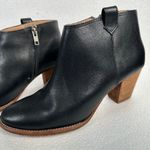 Madewell The Billie Ankle Boots Black Leather Womens 9 Zip Stacked Block Heel Photo 5
