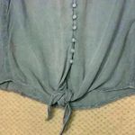 Sim & Sam Blue button down tie short sleeve  sz S beachy resort vacation casual Photo 4