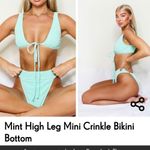 Pretty Little Thing NWT PRETTY LITTLE THINGS MINT MINI CRINKLE TIE FRONT TOP/HIGH LEG BOTTOMS Sz 10 Photo 3