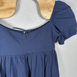 NEW Ciao Lucia Alessia Dress Washed Cotton Navy Blue Sz Medium Midi Puff Sleeve Photo 6