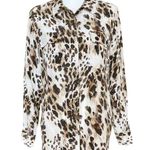Equipment  Silk Shirt Womens Size Medium Brown Animal Print Long Sleeve Button Up Photo 0