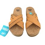 REEF New!  Kaia Cross Tan Cushion Bloom Platform Cork Crisscross Sandals - Size 8 Photo 1