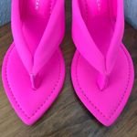 Good American Neon Pink Cinderella Lucite Wedge Heel Thong Scuba Womens Size 4 Photo 3