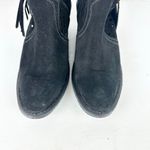 Shyanne  Women's Nicki Zipper Booties Laser Cut Fringe Black Suede Size 7 Photo 4