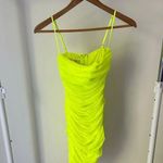 House Of CB $140 NWOT  Ella Neon Green Ruched‎ Organza Mini Dress Photo 1