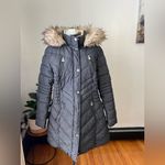 Laundry by Shelli Segal  Charcoal Puffer Coat with Faux Fur Hood Photo 6