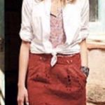 Anthropologie Baraschi Red Linen Eyelet Skirt Photo 0