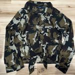 Mileage  Lightweight Camo Button Down Tie Top Blouse Women’s Large Photo 0