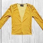 Urban Outfitters  Womens Small Long Sleeve Top Plunge V-Neck Petite Yellow Velour Photo 0
