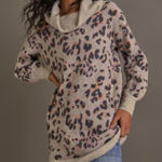 Anthropologie Emmy Cowl Neck Wool Blend Leopard Print Tunic Size M NEW Photo 0