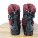 UGG  Inez‎ Boots Womens 7 Black Maroon Leather Ankle Sherling Buckle Adjustable Photo 5