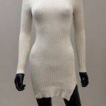 Bayse‎ Beige Ribbed Knit Turtleneck Sweater Mini Dress XS Cozy Chic Size 0 Photo 0