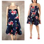 Sequin Hearts Ruffled Blue Floral Mini Party Dress NEW 18 Photo 1