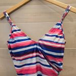 Catherine Malandrino {M} Striped Printed One Piece Swimsuit Pink Blue White Photo 3