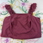 Torrid  Maroon Smocked Ruffle Trim Crop Top Plus Size 2X 18-20 Photo 0