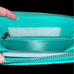 Badgley Mischka Turquoise Green Braid Quilting Long Wallet Photo 4