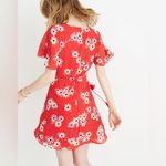 Madewell ‎ Daisy Society Button Wrap Dress Size 4 Red Floral Photo 1