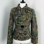 Ecru by Florence Korn Multicolored Yarn Scribbles Fitted Pea Coat Jacket Sz 6 Photo 0