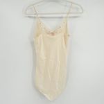 Silk Mirage Vintage Fairycore Silk Teddy Lingerie Bodysuit Embroidery Floral Tan Size XS Photo 6
