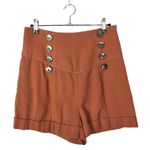 Topshop  Topstiched High Rise Button Orange Shorts 6 Photo 1