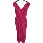 Strut & Bolt Strut‎ & Bolt Pink Ruffle V-Neck Sleeveless Jumpsuit Women's M Jogger Photo 1