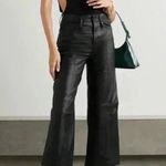 frame denim NWT High Rise Wide Leg Crop Leather Pants Jeans Noir Black 27 Photo 1