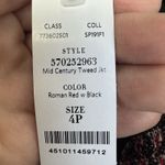 White House | Black Market WHBM Black Red Silver Tweed Fringe Moto Blazer Jacket Size 4P Zipper Career NWT Photo 9