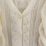 Elan Josalee Button Front Knit Ruffle Cream Cardigan Sweater Small MSRP $160 Photo 3