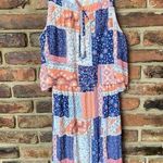 Faded Glory  Tiered Keyhole Tassel Tie Patchwork Print Mini Dress Size Small Photo 0