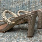 Kaanas Ariana Braided Heeled Sandals in Champagne Croc Photo 3
