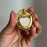 Vintage Gold and White Cameo Brooch Photo 1