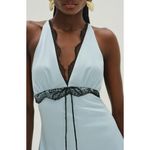 FOR LOVE & LEMONS Mariella Lace Trim Satin Maxi Dress in Blue Size XL Photo 3