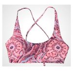 Lavish Pink Geometric Print Women's Bralette Criss Cross Bikini Swim Top L NWT Photo 0