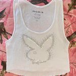 Playboy i am koko la rhinestone white tank top Photo 0