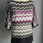 White House | Black Market black purple white chevron stripe sweater top Size XS Photo 0