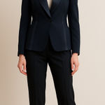 Vintage 90s Sioni Blazer Women’s Size 14 Navy Satin Lapel One Button Blue Photo 0