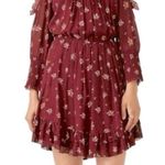 Joie  silk dress open shoulder floral maroon Photo 0