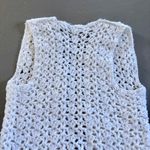 Handmade Vintage 1970s White Hand Knit Crochet Open Sweater Vest Womens XS Photo 7