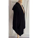 Splendid Black Cardigan Waffle Knit Hooded Asymmetric Minimalist Cozy Classic Photo 1
